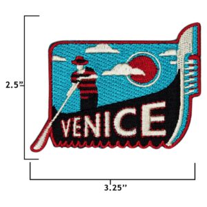 Vagabond Heart Venice Patch - Gondola and Gondolier Souvenir - Venice Italy Iron On Travel Badge