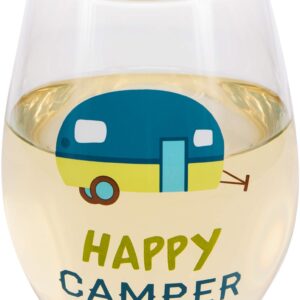 Pavilion - Happy Camper - 18 Oz Stemless Wine Glass