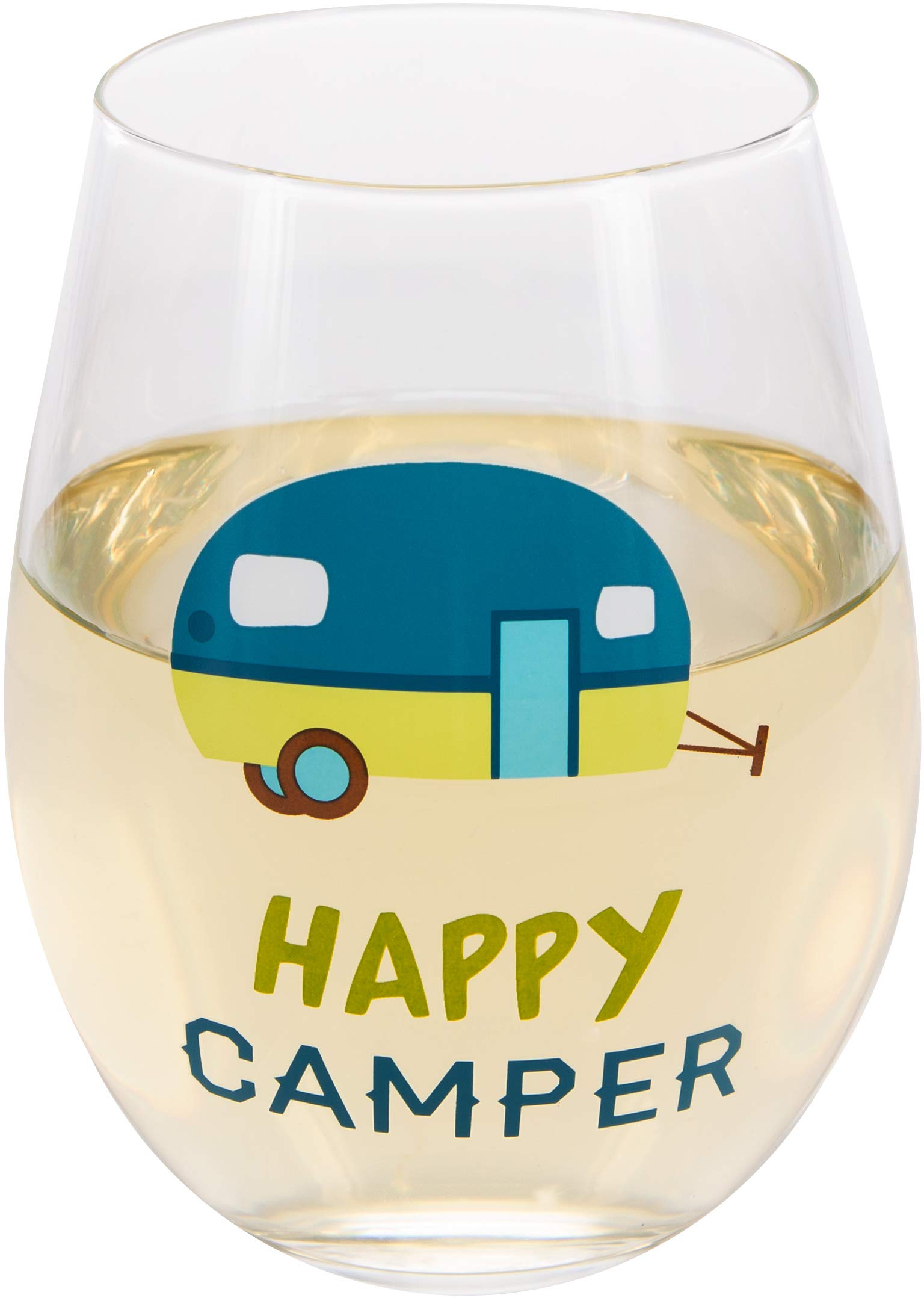 Pavilion - Happy Camper - 18 Oz Stemless Wine Glass