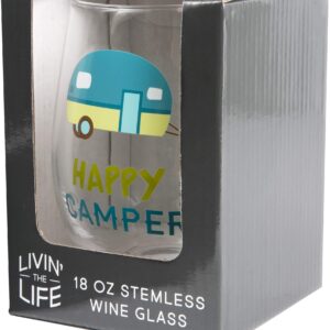 Pavilion - Happy Camper - 18 Oz Stemless Wine Glass