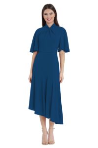 maggy london women's sophisticated twist neck detail dress workwear office career occasion event guest of, dark denim