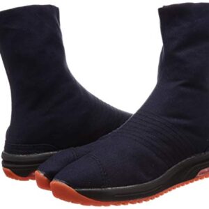 Japanese Cushioned Tabi Shoes Air Jog V 6 Clasps Toe Boots Short Version (12.5 Wide Women/11 Medium Men, Navy)