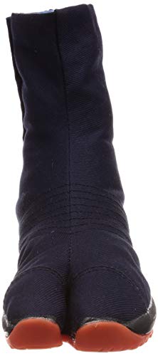 Japanese Cushioned Tabi Shoes Air Jog V 6 Clasps Toe Boots Short Version (12.5 Wide Women/11 Medium Men, Navy)
