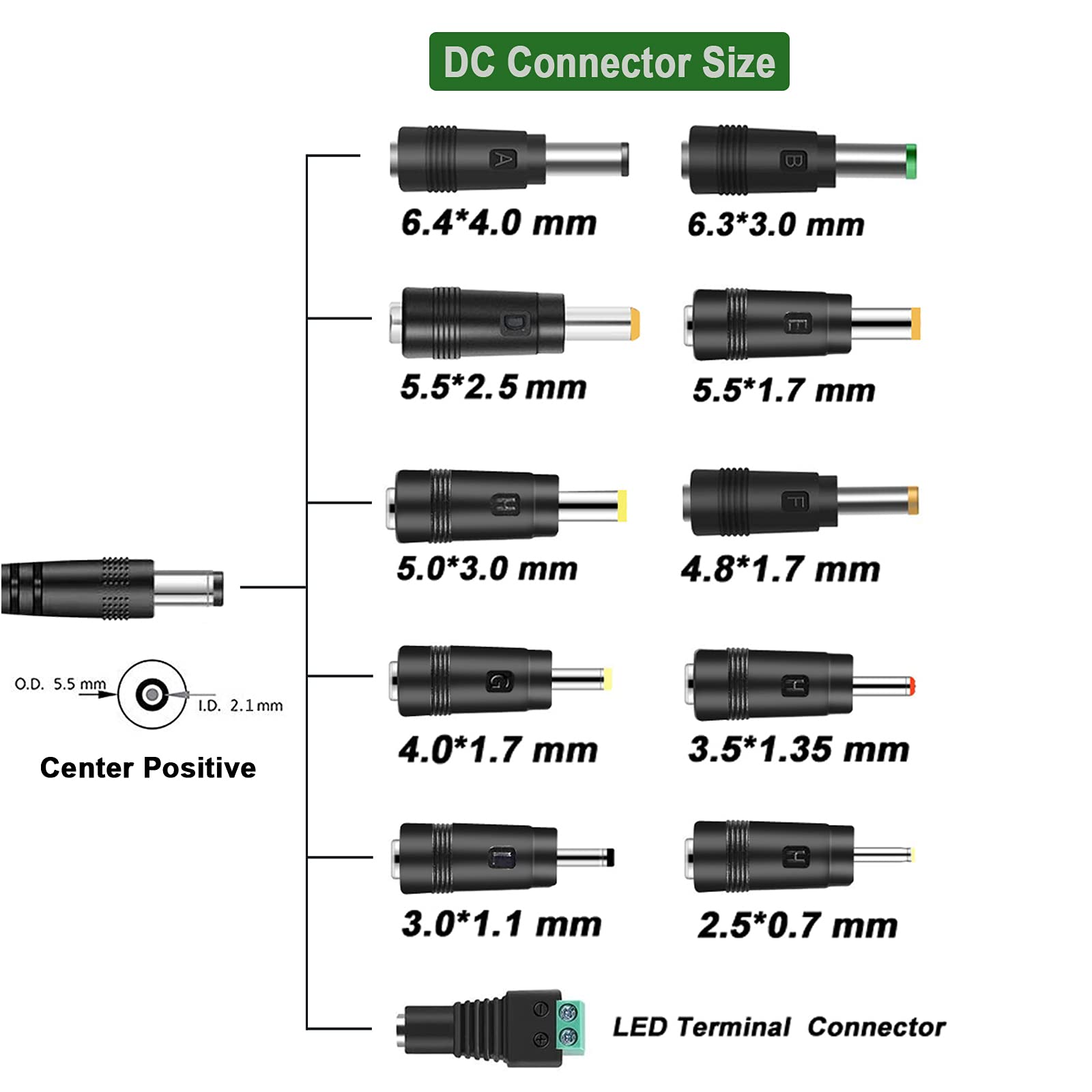 Gonine 12V 5A Monitor Power Supply AC Adapter, 100-240Vac to 12Vdc 60W Charger Cord, Suit for 12Volt Sceptre AOC Acer LCD CCTV Security System LED Light Strips with 11 Connector.