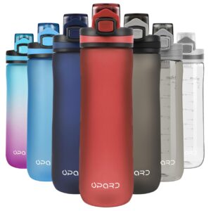 opard peak water bottle 20 oz bpa free tritan plastic leak proof flip top for school kids sports gym yoga camping (red)