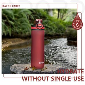 Opard Peak Water Bottle 20 Oz BPA Free Tritan Plastic Leak Proof Flip Top for School Kids Sports Gym Yoga Camping (Red)