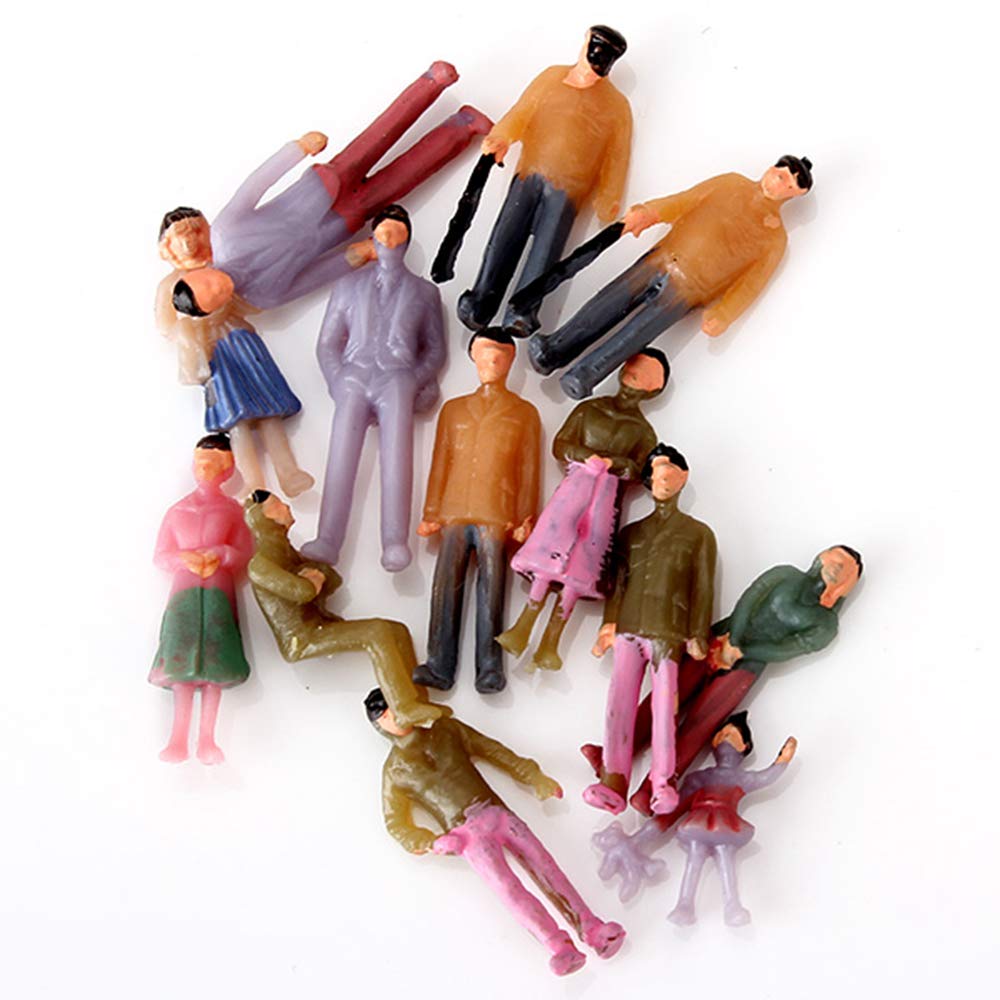 Sevender Gearbox 100PCS 1/100 Painted Figures Tiny People Model Painted Figures People Figure Layout Plastic