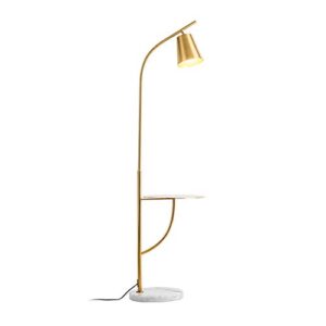 hsyile lighting ku300214 creative bedroom & living room floor lamp with a table,office and reading light - e26 bulb - brushed antique brass finish