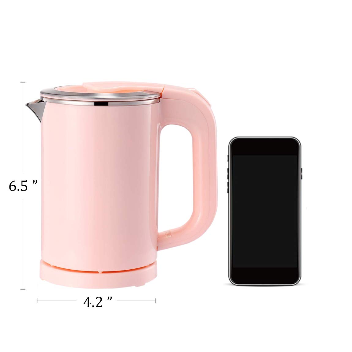 EAMATE 0.5L Portable Travel Electric Kettle Suitable For Traveling Cooking, Boiling (Pink)