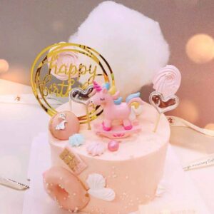 Gold Cake Topper Acrylic Happy Birthday Cake Decoration Supplies (5 Pieces)