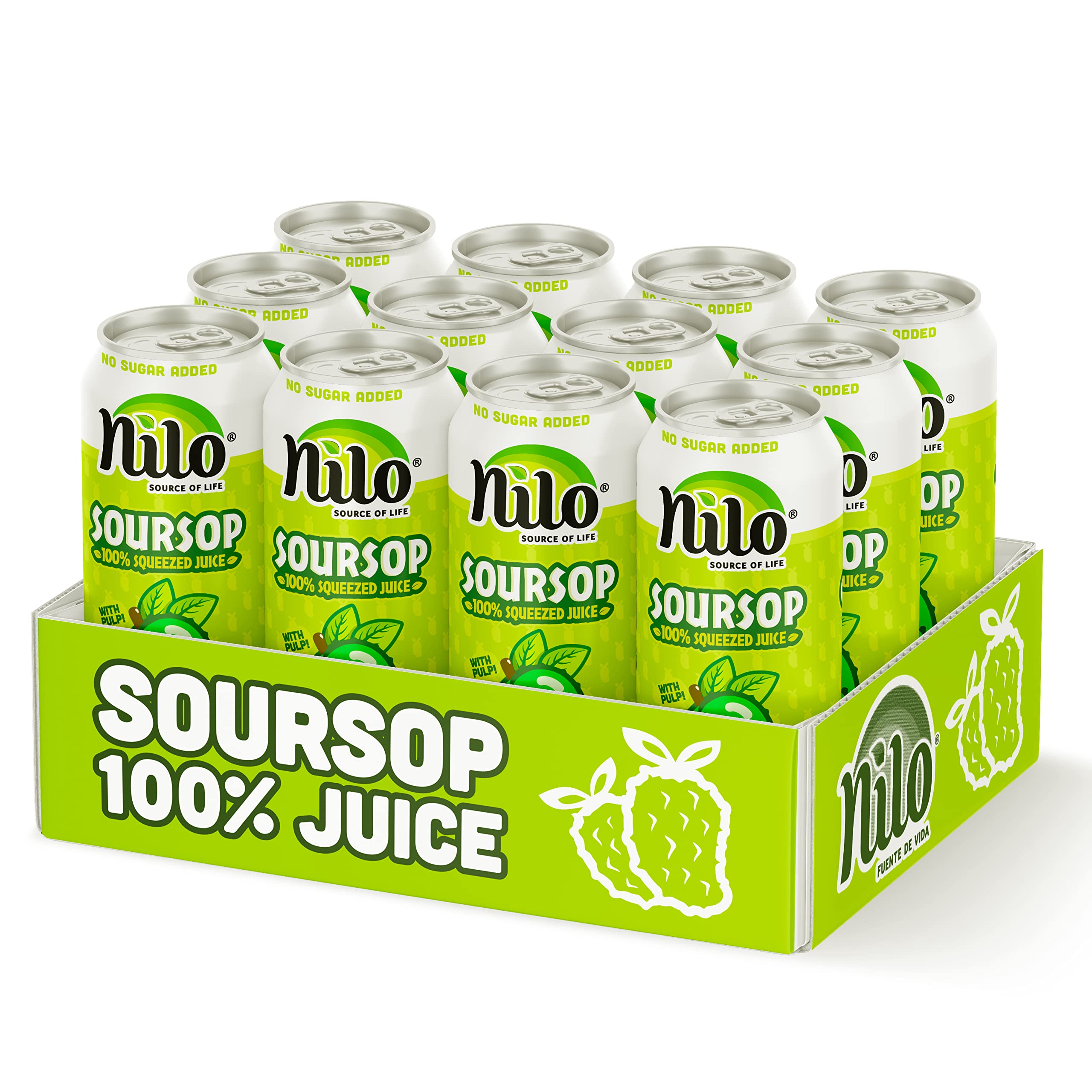 NILO Soursop Juice | 100% Real Guanabana Soursop Graviola | NO Sugar added | NOT From Concentrate | 10.8 oz (Pack of 12)