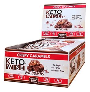 keto wise fat bombs - crispy caramels - 16 packs 32g each