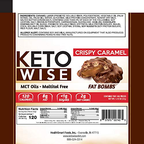 Keto Wise Fat Bombs - Crispy Caramels - 16 packs 32g each