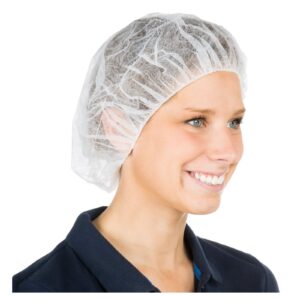 cleaing 24 inch disposable bouffant cap white, 100 pack, hair net