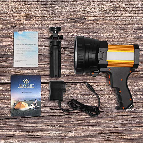 BUYSIGHT Rechargeable Spotlight,Spot Lights Hand held 1000,000 lumens Large Flashlight Handheld Spotlight Lightweight and Super Bright Flashlight (Aluminium_Alloy Golden)