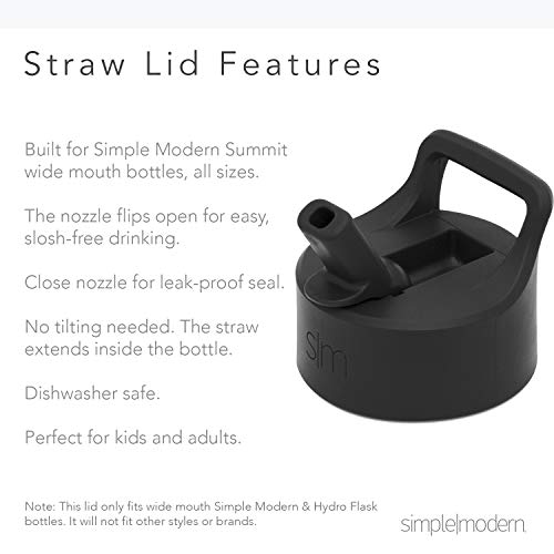 Simple Modern Insulated Straw Lid - Fits All Summit and Hydro Flask Wide Mouth Water Bottle Sizes - Insulated Splash Proof Cap for 10, 12, 14, 16, 18, 20, 22, 24, 32, 40, 64 & 84 oz - Blush