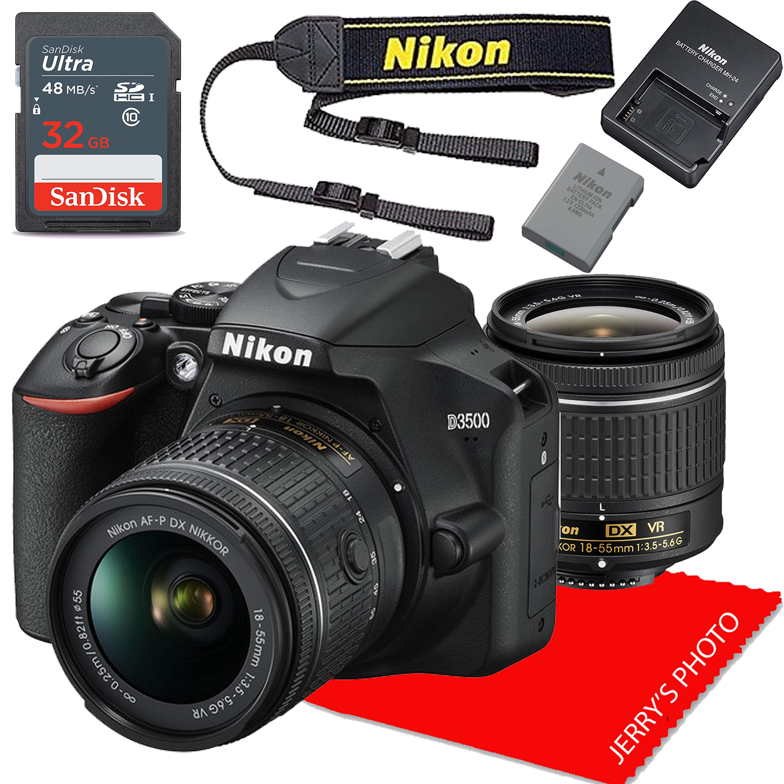 Nikon D3500 w/AF-P DX NIKKOR 18-55mm f/3.5-5.6G VR + 32GB Memory Bundle