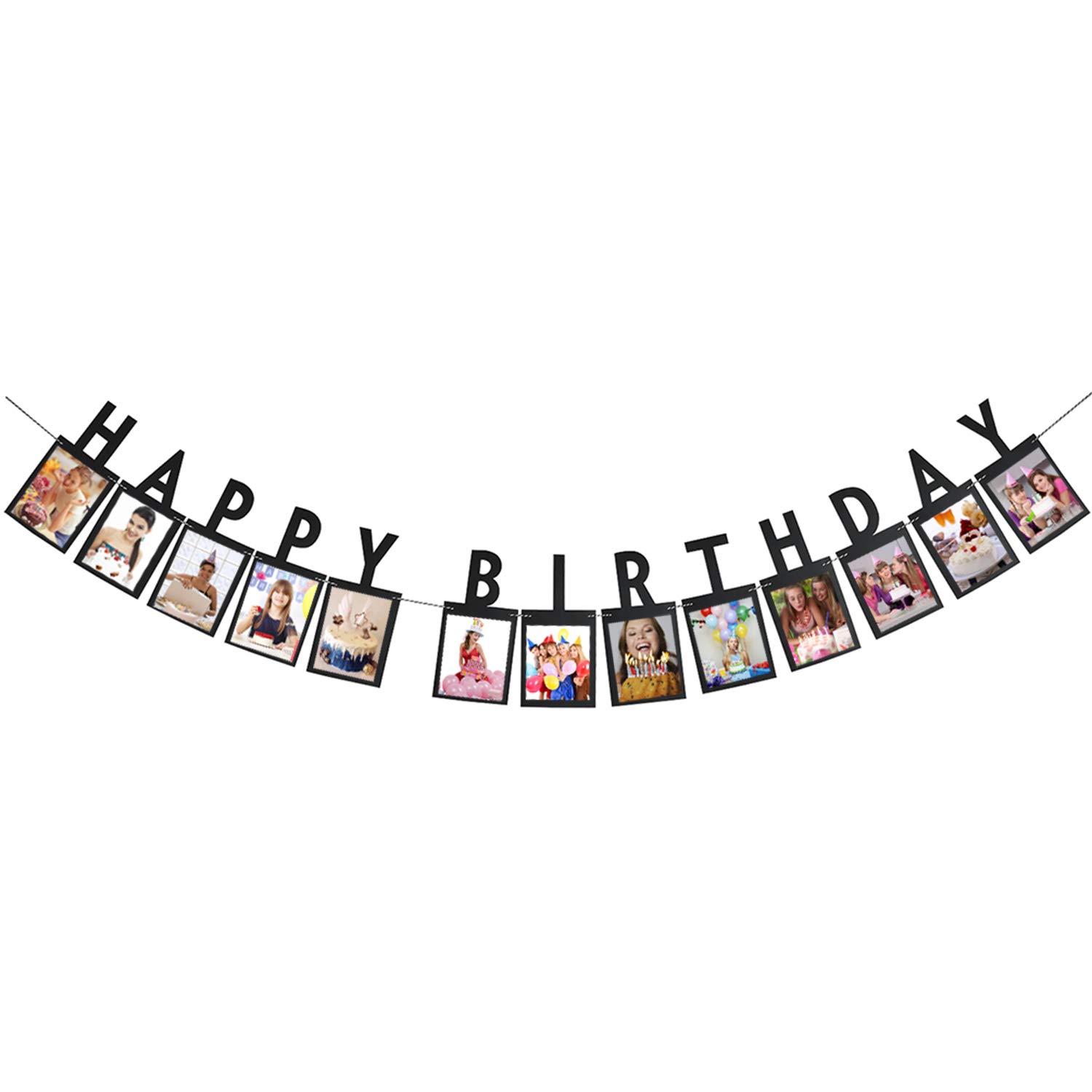 INNORU Happy Birthday Photo Banner, Milestone Baby Shower or Men and Women Birthday Banner Decor, Birthday Party Photo Props