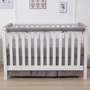 Belsden Crib Skirt with Durable Woven Platform for Boy and Girl, Both Long Sides Pleated, Split Corners Dust Ruffle for Easy Placement Inside of Standard Crib, 14 inches (36cm) Length Drop, Grey Color