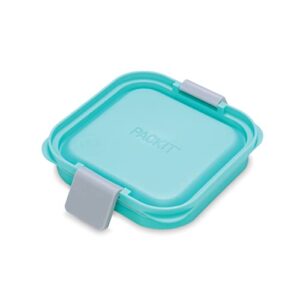 PackIt Mod Snack Bento Food Storage Container, Mint Green, Shatterproof Crystal Clear Base, with Leak-resistant Dividers and Lid, Microwavable, Dishwasher Safe, Perfect for Snacks