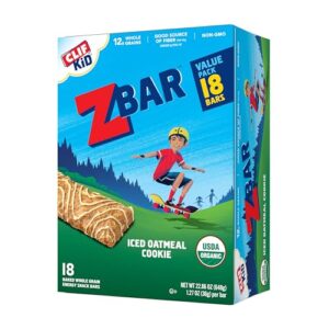 clif kid zbar - iced oatmeal cookie - soft baked whole grain snack bars - usda organic - non-gmo - plant-based - 1.27 oz. (18 pack)