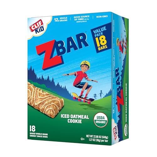 CLIF Kid Zbar - Iced Oatmeal Cookie - Soft Baked Whole Grain Snack Bars - USDA Organic - Non-GMO - Plant-Based - 1.27 oz. (18 Pack)