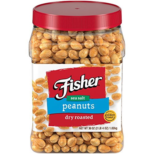 Fisher Snack Sea Salt Dry Roasted Peanuts, 36 Ounces, No Artificial Colors or Flavors