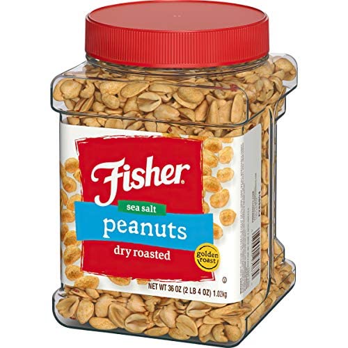 Fisher Snack Sea Salt Dry Roasted Peanuts, 36 Ounces, No Artificial Colors or Flavors