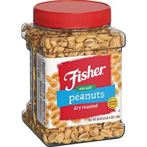 Fisher Snack Sea Salt Dry Roasted Peanuts, 36 Ounces, No Artificial Colors or Flavors