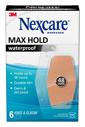 Nexcare Max Hold Waterproof Bandages, Stays On for 48 Hours, Flexible Bandages for Fingers, Knees and Heels - 6 Pack Clear Waterproof Bandages