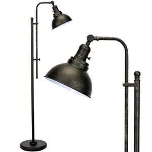 vonluce floor lamp, 65'' tall industrial floor lamp, adjustable height & head vintage metal standing reading pole lamp, floor lamps for living room, bedroom, office, farmhouse