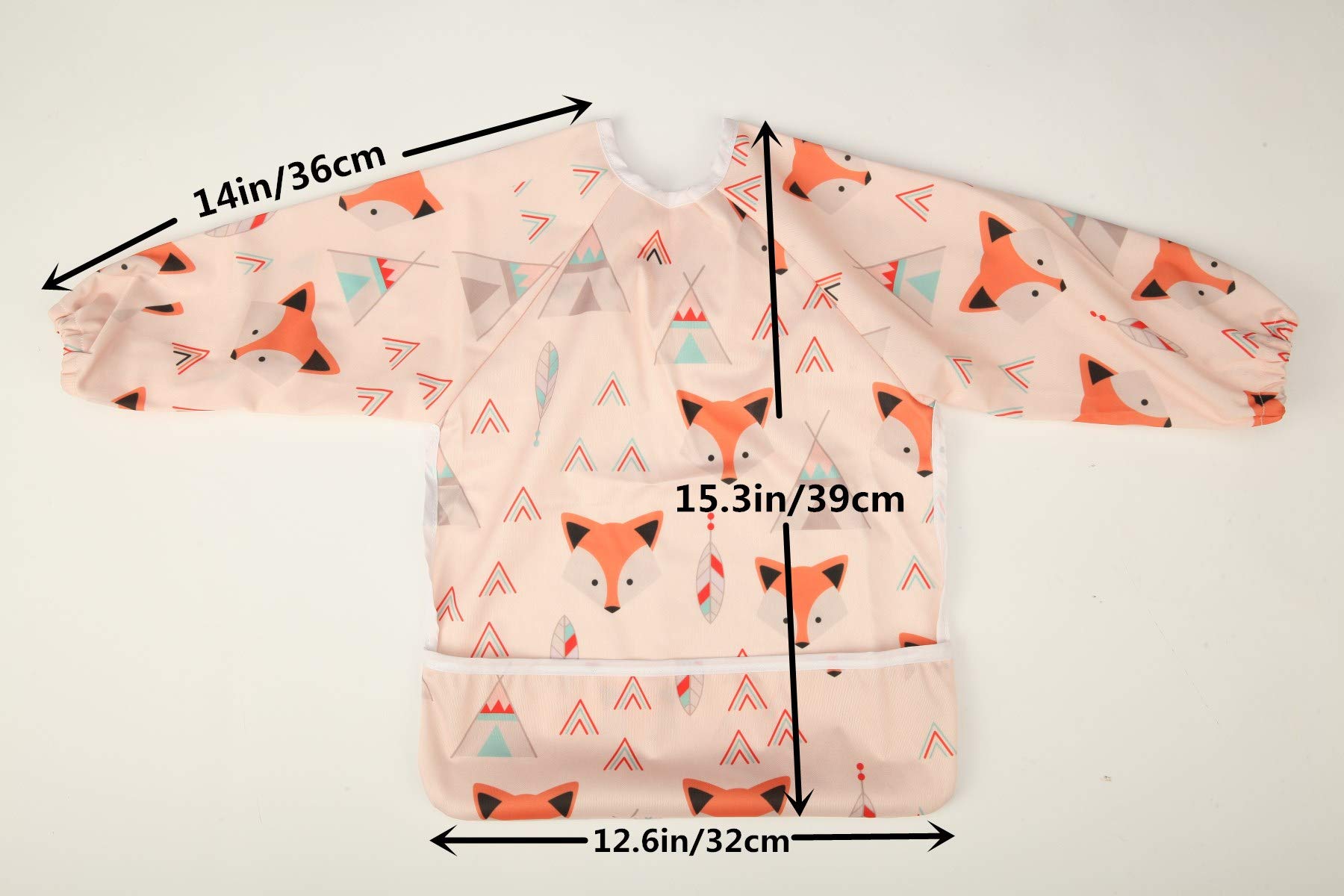 Sigzagor Baby Bib Sleeved Shirt with Pocket 1-3 Years Old Toddler Painting for Girls (Flamingo Cactus)