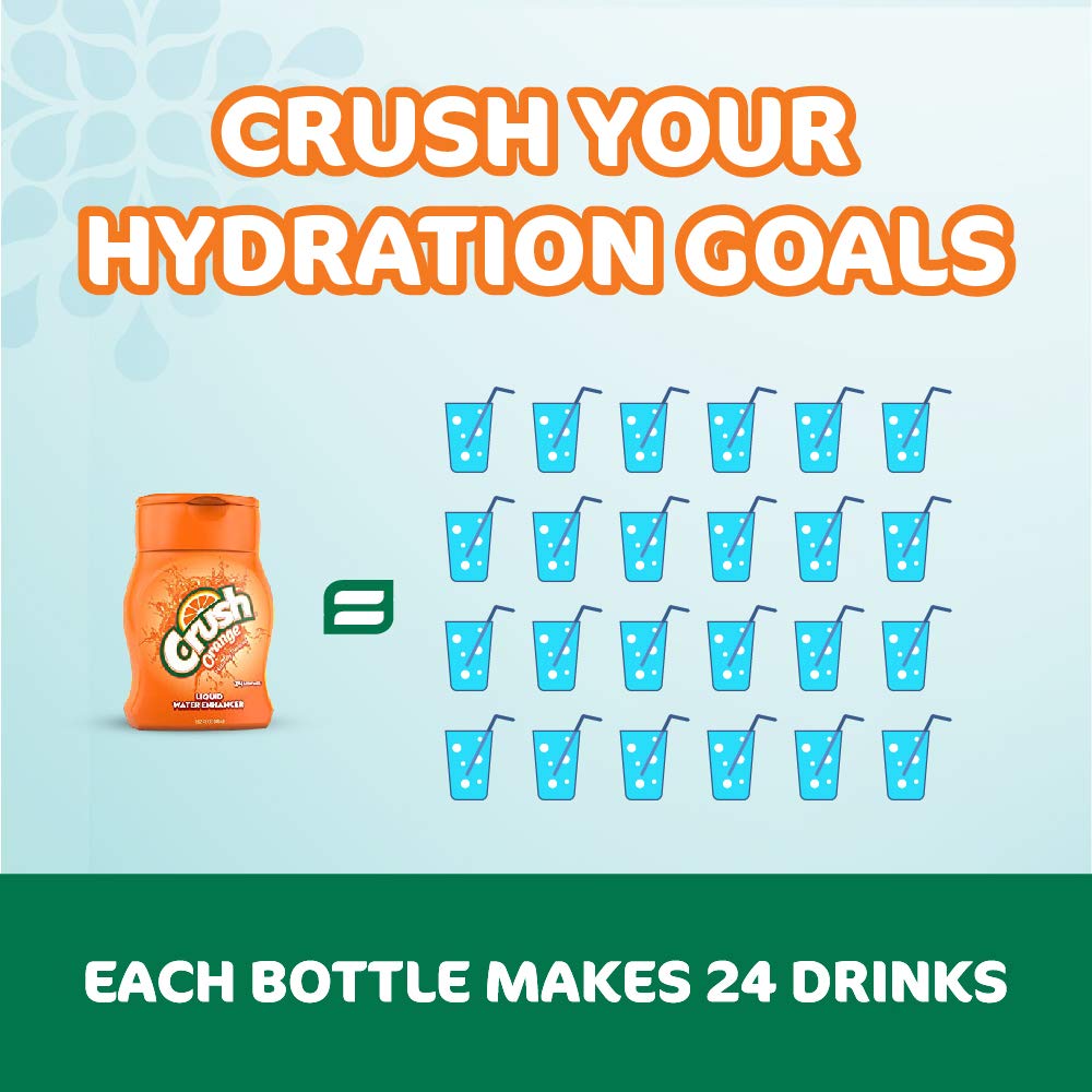 Crush, Orange, Liquid Water Enhancer – New, Better Taste! (4 Bottles, Makes 96 Flavored Water Drinks) – Sugar Free, Zero Calorie