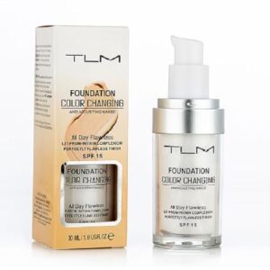 tlm foundation color changing,tlm colour changing liquid foundation hides wrinkles & lines, bb cream makeup base concealer cover moisturizing fluid for all skin tone spf15-30ml
