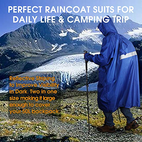 Anyoo Hood Rain Poncho Waterproof Lightweight Raincoat for Men Women Adult with Pocket for Hiking Camping Outdoor Activities