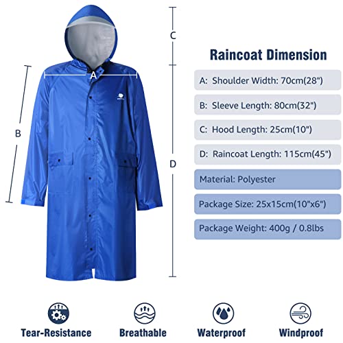 Anyoo Hood Rain Poncho Waterproof Lightweight Raincoat for Men Women Adult with Pocket for Hiking Camping Outdoor Activities