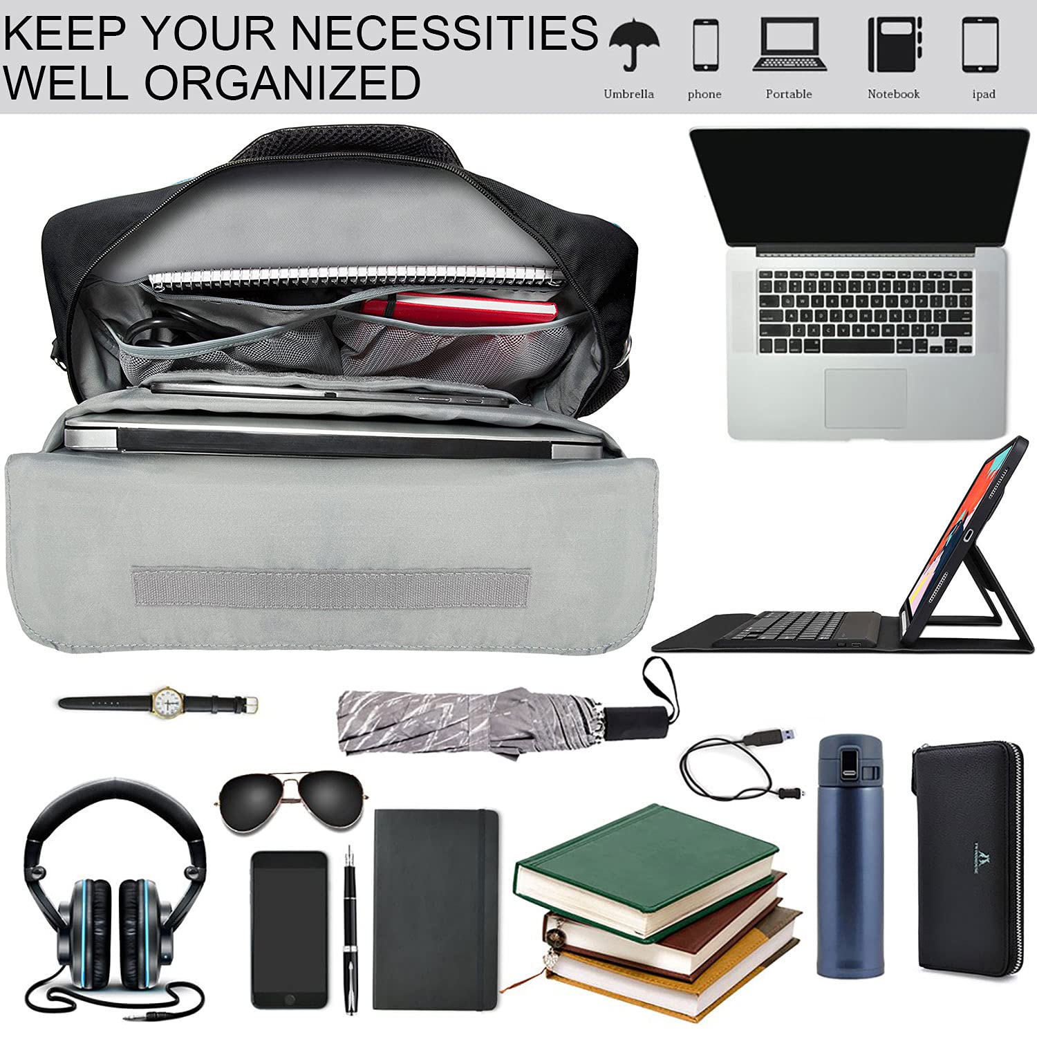 Laptop Shoulder Bag Convertible Backpack Messenger Bag 15 15.6 inch for Asus ROG Zephyrus G15, HP Pavilion 15.6, Dell XPS 15