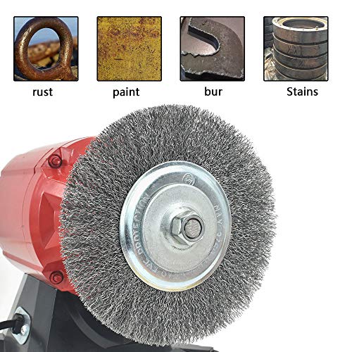 OSFTBVT 6" Bench Wire Wheel Brush | Coarse Crimped Steel Wire 0.012" with 5/8" Arbor for Bench Grinder - 2pack