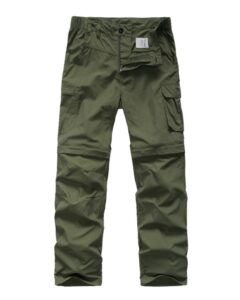 linlon kids' cargo pants, boy's casual outdoor quick dry waterproof hiking climbing convertible trousers #9016-army green-xs