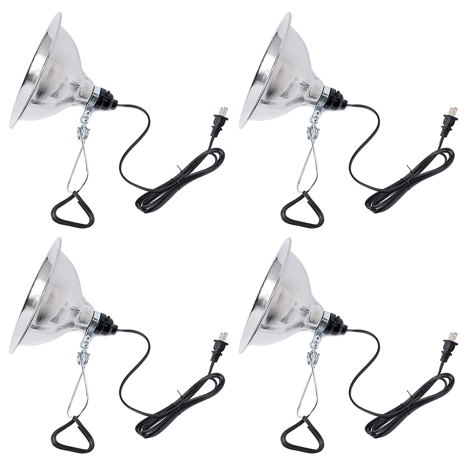 Simple Deluxe HIWKLTCLAMPLIGHTMX4 4-Pack Clamp Lamp Light with 8.5 Inch Aluminum Reflector up to 150 Watt E26 Socket (no Bulb Included) 6 Feet 18/2 SPT-2 Cord, Silver