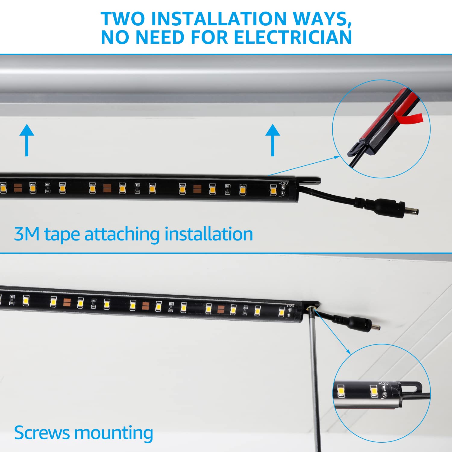 TORCHSTAR Smart LED Safe Lighting Kit, Voice & APP Control (6) 12 Inch Dimmable Linkable Light Bars, Compatible with Alexa, 900LM, 100-240V, for Under Cabinet Display Closet Showcase, 5000K Daylight