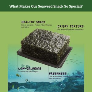 Daechun(Choi's1) Seaweed Snack, (Pack of 20), Original, Sea Salt, Green Tea Powder, Product of Korea
