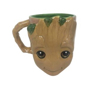 Silver Buffalo Marvel Guardians of The Galaxy Baby Groot Face 3D Sculpted Ceramic Mug, 20 Ounce