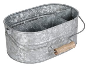 alpha living home utensil caddy, silverware caddy party, silverware caddy, picnic caddy, flatware caddy, paper plate caddy, galvanized utensil caddy, utensil caddy for countertop 13.5 inch- natural