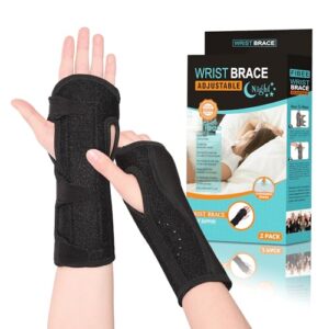 fibee 2 pack night wrist sleep support brace,carpal tunnel wrist brace night support,adjustable compression wrist splint for tendonitis arthritis pain relief hand support with cushioned beads padded