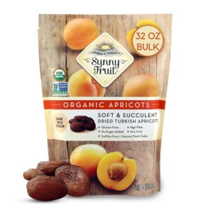 organic turkish dried apricots - sunny fruit - 32oz bulk bag | purely apricots - no added sugars, sulfurs or preservatives | non-gmo, vegan, halal & kosher