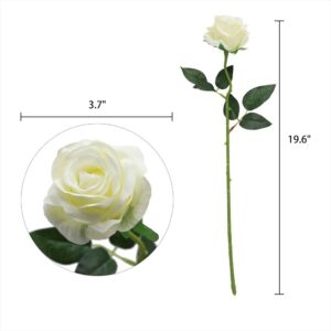 Nubry Artificial Silk Rose Flower Bouquet Lifelike Fake Rose for Wedding Home Party Decoration Event Gift 10pcs (Off White)