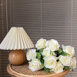 Nubry Artificial Silk Rose Flower Bouquet Lifelike Fake Rose for Wedding Home Party Decoration Event Gift 10pcs (Off White)