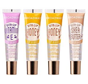 6 PACK Broadway Vita-Lip Gloss 2 Honey + 2 SHEA BUTTER + 2 Vitamin E Oil by Kiss Cosmetics