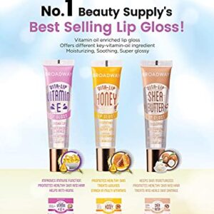 6 PACK Broadway Vita-Lip Gloss 2 Honey + 2 SHEA BUTTER + 2 Vitamin E Oil by Kiss Cosmetics